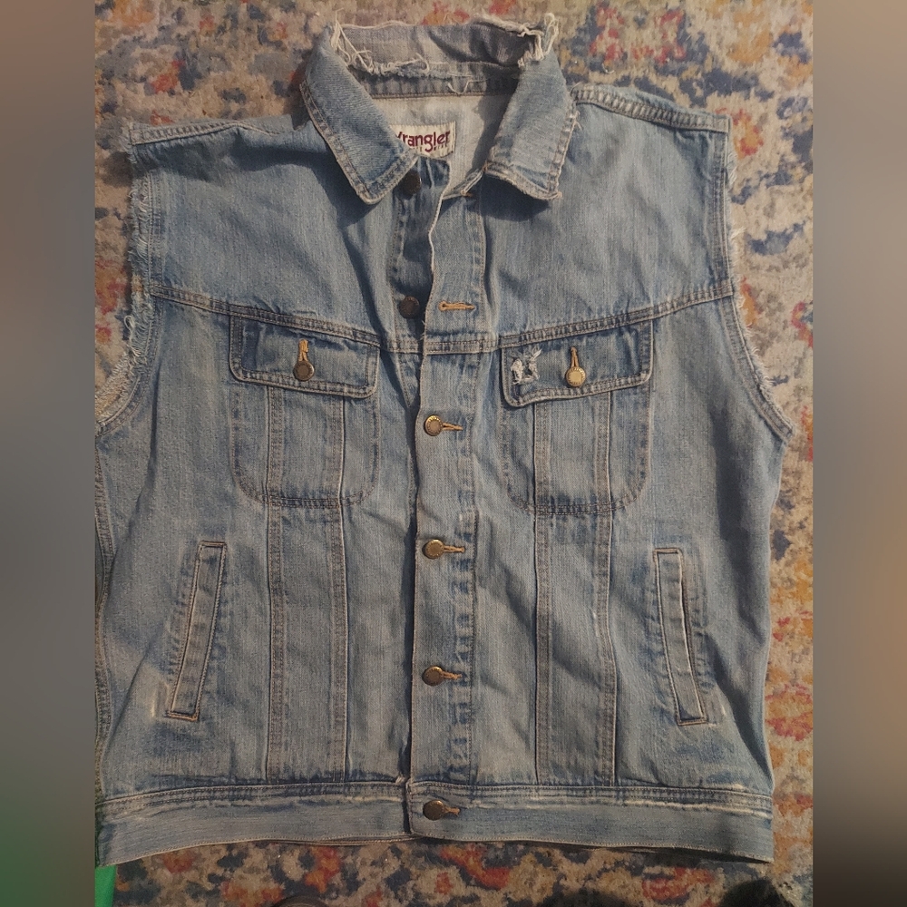 Light Blue Denim Vest with Button Details